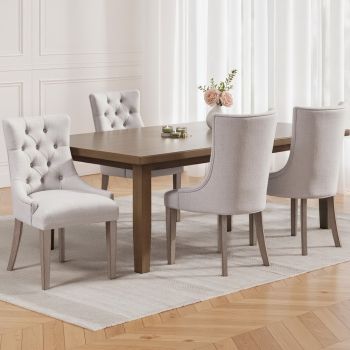Artiss Dining Chairs Set of 4 Linen French Provincial Beige