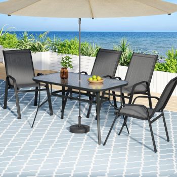 Gardeon 5PC Outdoor Dining Set Table and Chairs Patio Furniture Bistro Set Garden Grey
