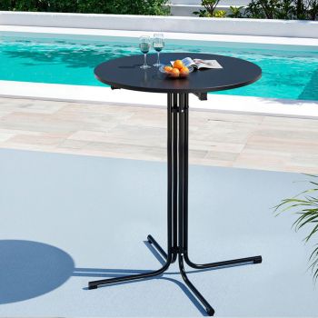 Gardeon Outdoor Bar Table Round Folding Desk Top 109cm Patio Furniture Black