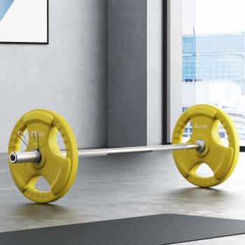 Everfit Barbells 46KG 120CM Dumbbell Barbell Plate Weight Lifting Home Gym Yellow