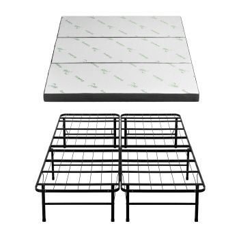 Giselle Folding Bed with Mattress Queen Portable Foldable Guest Bed Bamboo Cover