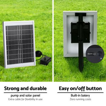 Gardeon Solar Fountain Water Feature Outdoor Fountain Indoor 3-Tier Bowl Cascading Grey