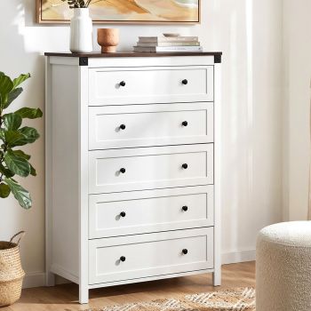 Artiss 5 Chest of Drawers Storage Tallboy White & Walnut
