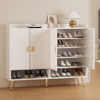 Artiss Shoe Rack Cabinet 5 Tiers 30 Pairs White