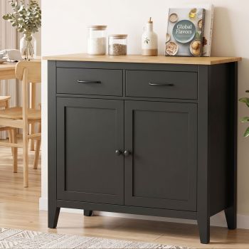Artiss Buffet Sideboard Cabinet Kitchen Storage Cupboard Pantry 2 Drawers Black
