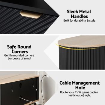 Artiss TV Unit Entertainment Unit Storage Cabinet Black Pine