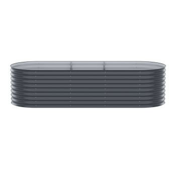 x2 Green Fingers Raised Garden Bed Kit Planter Oval Galvanised Steel 240cmX80cmX56cm