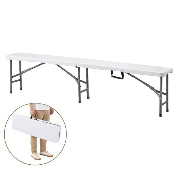 Gardeon 180cm Folding Garden Bench Portable Trestle Seat HDPE Fold In Half White