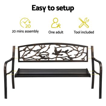 Gardeon Outdoor Bench Seat Garden Steel Outdoor Furniture 3 Seater Park Bronze