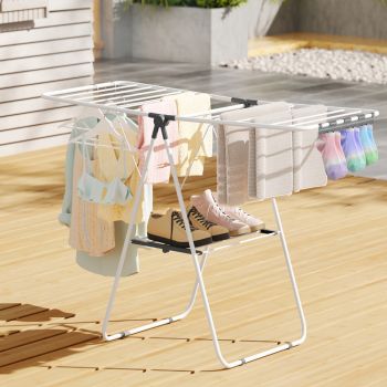Artiss 2 Tier Clothes Rack Airer Foldable 139CM White