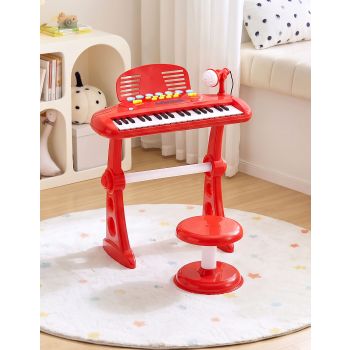 Keezi Kids Piano Keyboard 37 Keys Electronic Musical Instrument Set w/ Stool Microphone