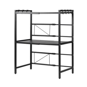 Artiss Kitchen Bakers Rack 40-60CMX78CM Metal Microwave Stand Black
