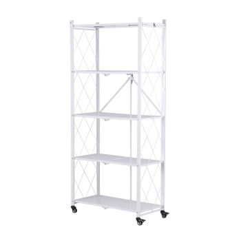 Artiss 5-Tier Foldable Kitchen Bakers Rack 71x160cm Microwave Stand White