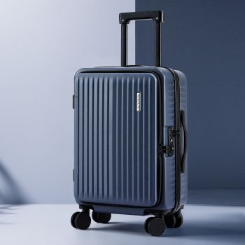 Wanderlite 20" Luggage Suitcase Front Pocket Travel Carry On Dual TSA Navy