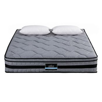 Giselle King 34cm Euro Top Pocket Spring Mattress with 2 Feather Down Pillows Set