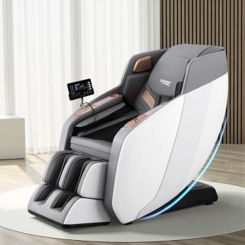 Livemor 4D Massage Chair Electric Recliner Double Core Mechanism Massager ROWA White
