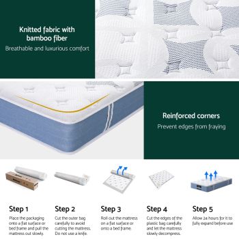 25cm Giselle Mattress King Single Bed Pocket Spring Mattresses
