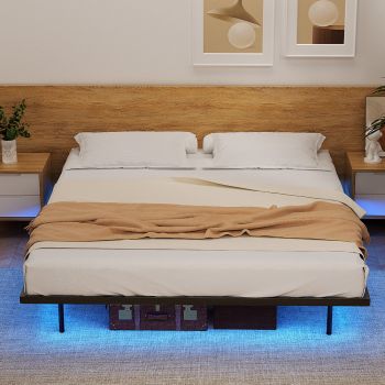 Artiss King Bed Frame,Floating Metal Bed Frame with Smart LED Lights - Sturdy Metal Platform Bed Base, Silent Design, Tool-Free Assembly, 300KG Capacity for Home/Hotel/Master Bedroom​