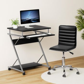 Artiss Computer Desk Office Chair Set Desks with Keyboard Shelf Try Black