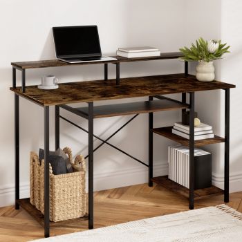 Artiss Computer Desk Laptop Desks Home Office Study Table Open Shelf Brown 120CM