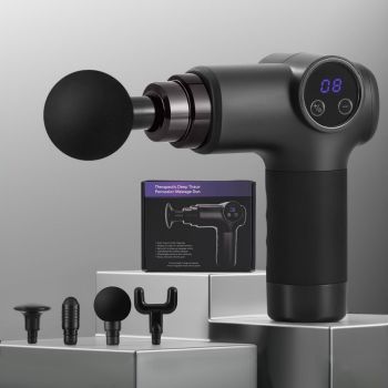 Everfit Massage Gun 8 Speed 4 Heads Vibration Muscle Massager Chargeable Black