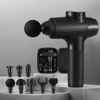 Everfit Massage Gun 30 Speed 8 Heads Vibration Muscle Massager Chargeable Black