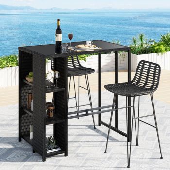 Gardeon Outdoor Bar Set Patio Furniture Dining Chairs Table and Chairs Wicker 