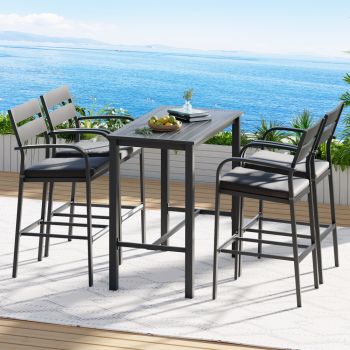 Gardeon Outdoor Bar Set 5-Piece Patio Dining Chairs Aluminium Table Stools