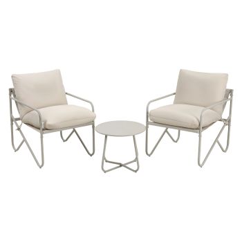Gardeon Outdoor Bistro Set 3 Piece Patio Furniture Conversation Table and Chairs Khaki