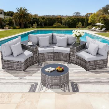 Gardeon 4 Seater Outdoor Sofa Set 7PCS Table Chair Set Garden Rattan Patio Furniture