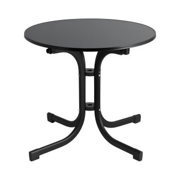 Gardeon Outdoor Side Table 80cm Folding Steel Round Bistro Desk Cafe Patio Furniture Black