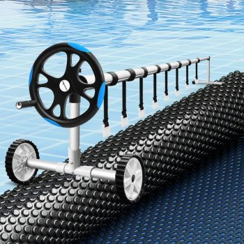 Aqua Buddy Pool Cover 600 Micron 10x4m w/ Roller 5.55m Black Solar Blanket