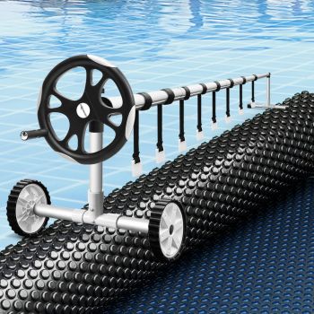 Aqua Buddy Pool Cover 600 Micron 11x4.8m w/ Roller 5.55m Swimming Pools Black Solar Blanket