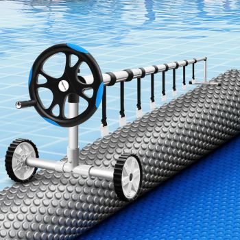 Aqua Buddy Pool Cover 600 Micron Solar Heat Blanket 8x4.2m w/ 5.55m Roller Blue