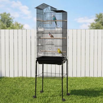 i.Pet 158cm Bird Cage Aviary Parrot Budgie Stand Wheels Black