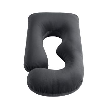 Giselle Bedding Pregnancy Pillow G-Shaped Full Body Pillow for Back and Belly Support Maternity Pillow with Removable Cover, Dark Grey 135x70 cm