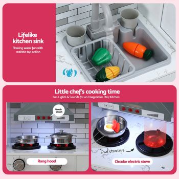 Keezi Kids Kitchen Playset 2-Piece Wooden Pretend Play Coffee Maker Toy 100CM Pink