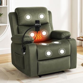 Artiss Recliner Chair Heated Massage Chair with Phone Holder Velvet
