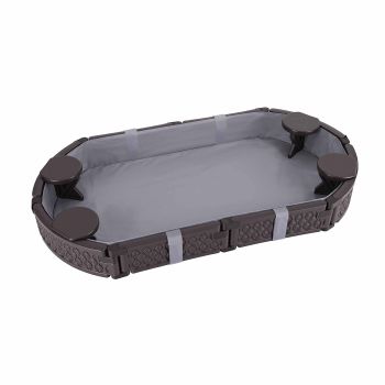 Keezi Kids Sandpit Toys Outdoor Sandbox Oval Sand Pit 4 Seats Grey Cover