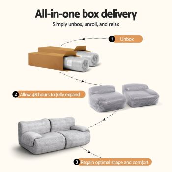 Artiss 2 Seater Sofa Modular Sectional Sofas Couch Bed No Assembly Living Room Grey