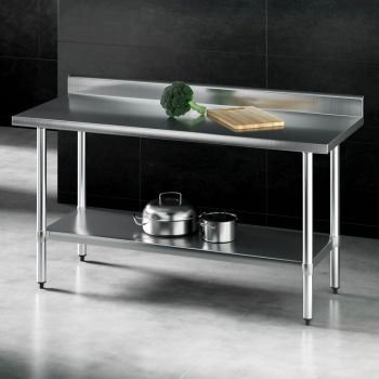 Cefito Stainless Steel  Kitchen  Bench w/ Splashback 1500x600MM 430