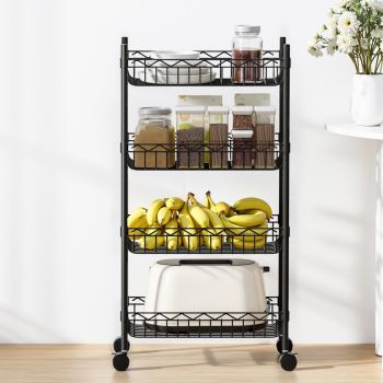 Artiss 4-Tier Shelving Unit Adjustable Garage Storage Kitchen Rack With Wheels