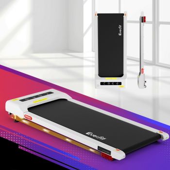 Everfit Treadmill Electric Walking Pad Incline Under Desk Home Gym 380mm White