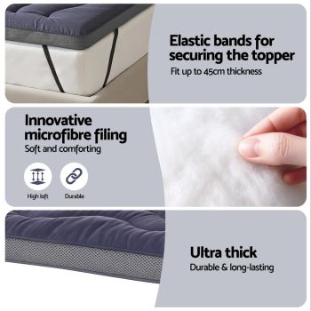 Giselle 5cm Mattress Topper Pillowtop toppers Bamboo Charcoal King Single