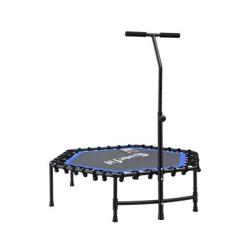 Everfit 48inch Hexagon Fitness Trampoline Rebounder Adjustable Handrail Blue