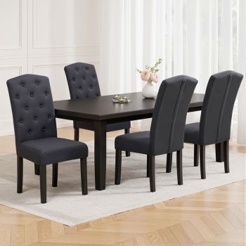 Artiss Dining Chairs Set of 4 Linen Parsons Chair Dark Grey