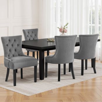 Artiss Dining Chairs Set of 4 Velvet French Provincial Grey
