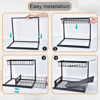 Hivvago 2-Tier Pull-Out Under Sink Organizer Storage Shelf For Kitchen