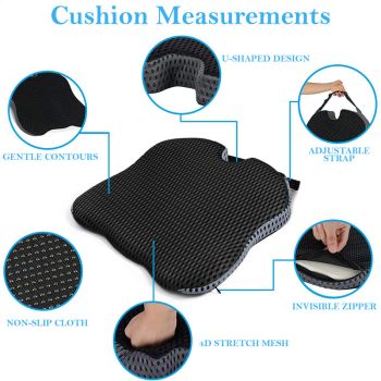 Vagooz Car Wedge Seat Cushion – Memory Foam Booster with Non-Slip Base, Black