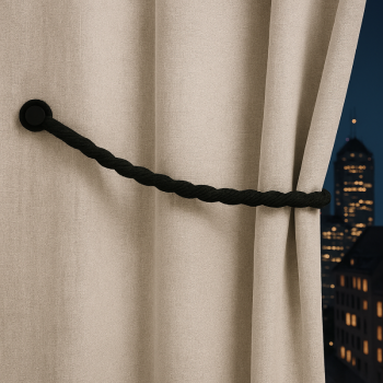 Magnetic weaved rope tieback Black